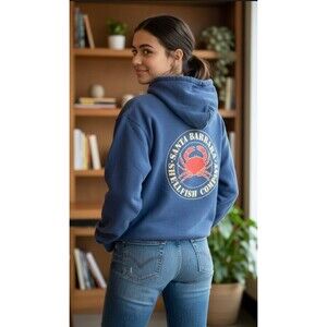 HANES Brandy Melville Vibe Blue Hoodie w/Santa Barbara Shellfish Company Medium